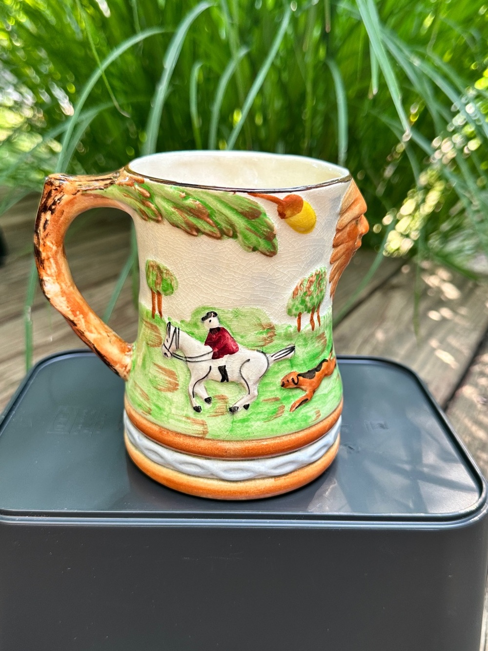 Vintage Lawleys Cheerio! Hand-Painted Ceramic English Hunting Scene Tankard Mug - Picture 4 of 9